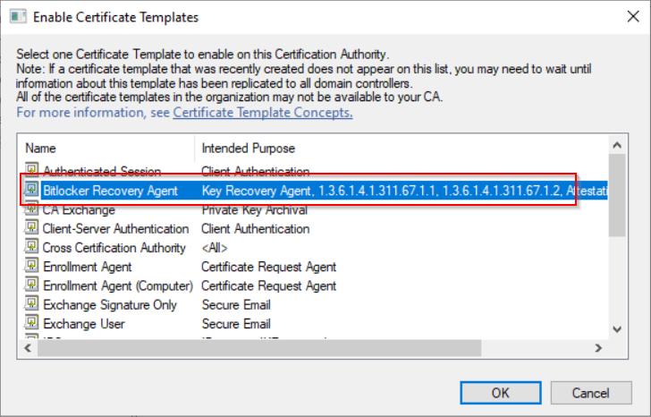 Enable certificate template