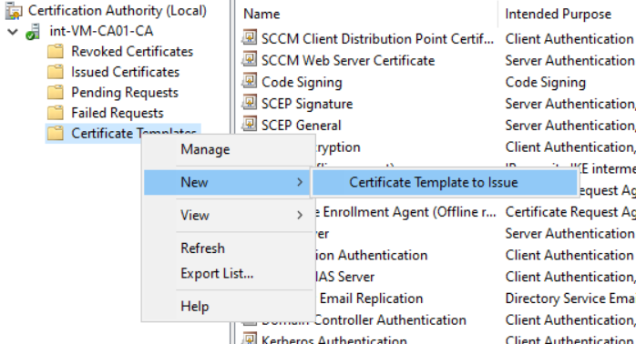 Certificate template to Issue